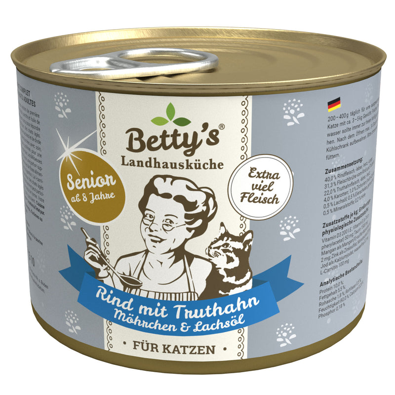 Boswelia Betty's Landhausküche - SENIOR Rind mit Truthahn, Möhrchen & Lachsöl