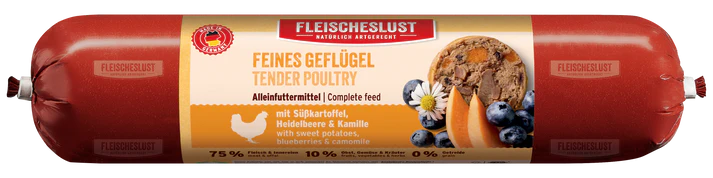 Fleischeslust -Neue Rezeptur- CLASSIC Feines Geflügel mit Süsskartoffel, Heidelbeere und Kamille