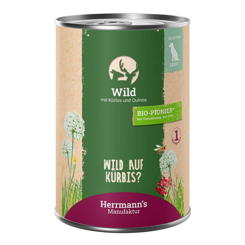 Herrmann’s Wild mit Kürbis und Quinoa Nassfutter für Hunde 400g