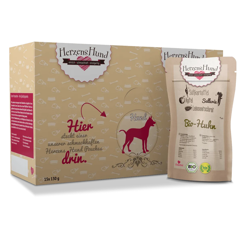 HerzensHund Bio-Huhn Menü für Hunde 130g/400g im Sale