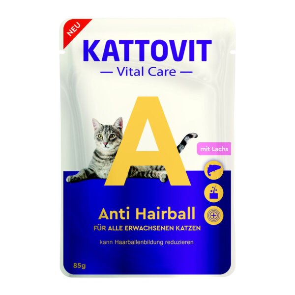 Kattovit Vital Care Anti Hairball mit Lachs Nassfutter für Katzen