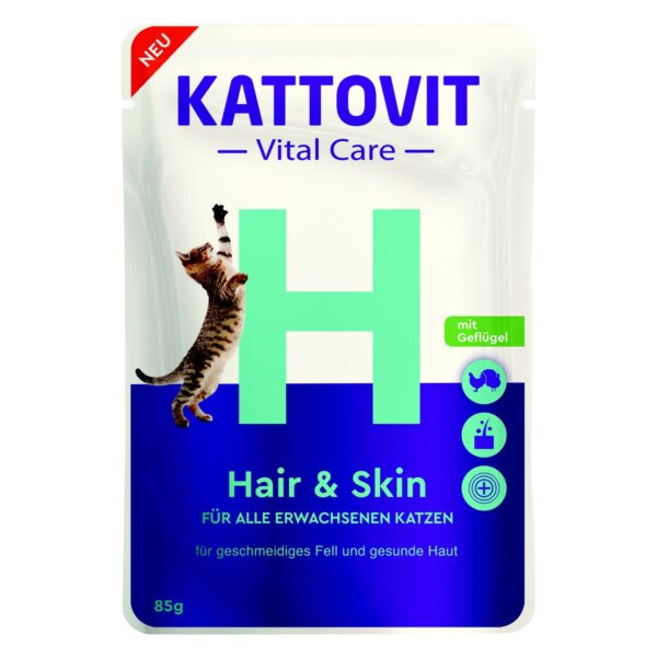 Kattovit Vital Care Hair & Skin mit Geflügel Nassfutter für Katzen