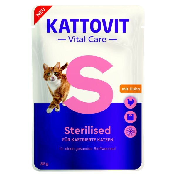 Kattovit Vital Care Sterilised mit Huhn Nassfutter für Katzen