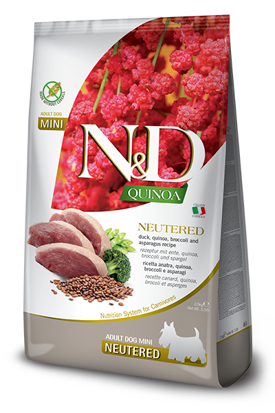 Farmina N&D Quinoa Neutered - Ente, Brokkoli & Spargel Mini