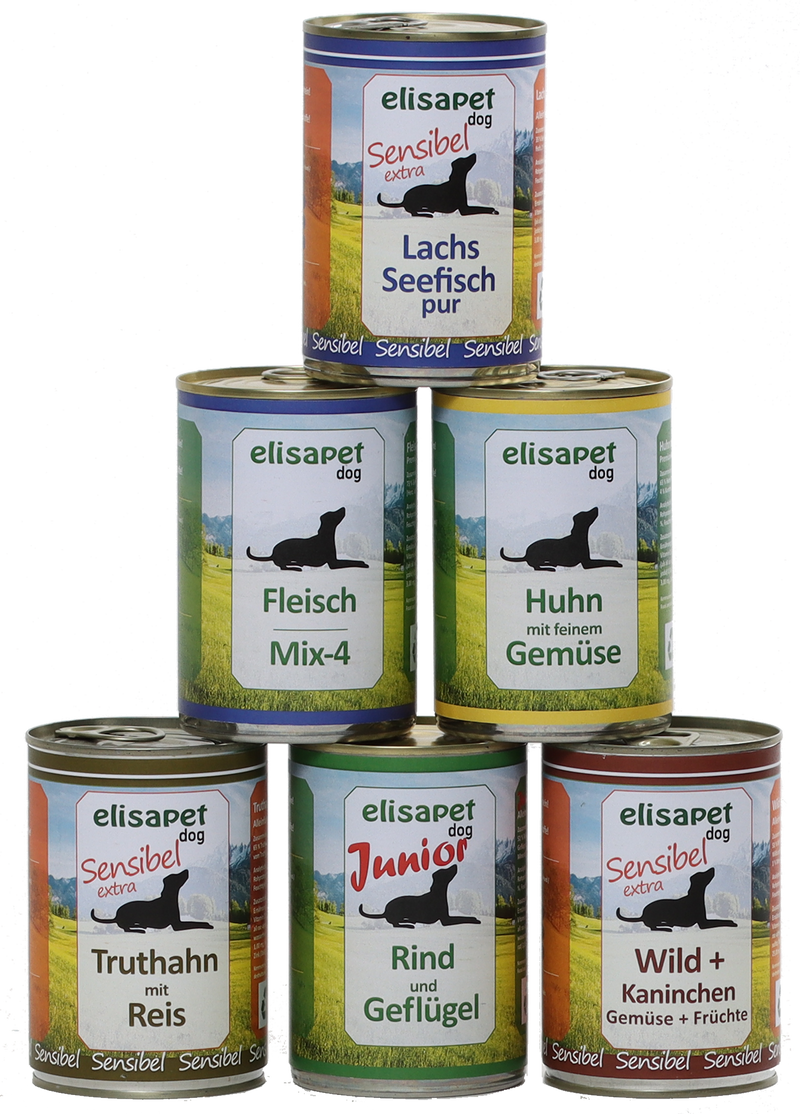 elisapet Schnupper-Angebot - 6 x 400 g - Nassfutter für Hunde