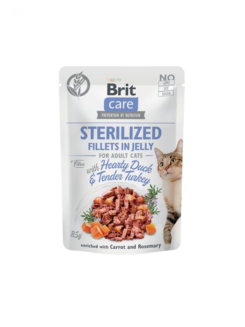 Brit Care Cat - Sterilized Ente & Truthahn - Filets in Jelly